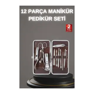 12 Parça Paslanmaz Çelik Kompakt ve Taşınabilir Manikür Makası Tırnak Makası