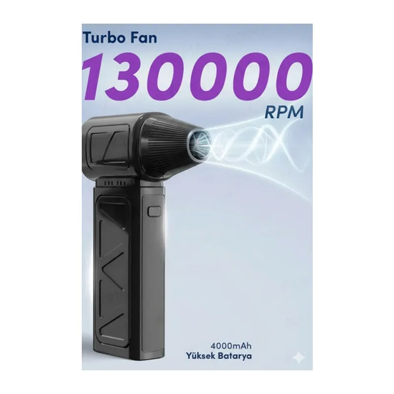 Mini Turbo Fan 130.000 Rpm Şarjlı 8000 Mah Batarya 4 Vitesli Taşınabilir Elektrikli Hava Üfleyici Kompresörü