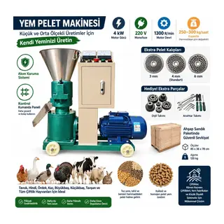 4 KW 220V Yem Pelet Makinesi Kontrol Panelli 3-4-6 Numara Elek ve Yedek Pres Dişlisi
