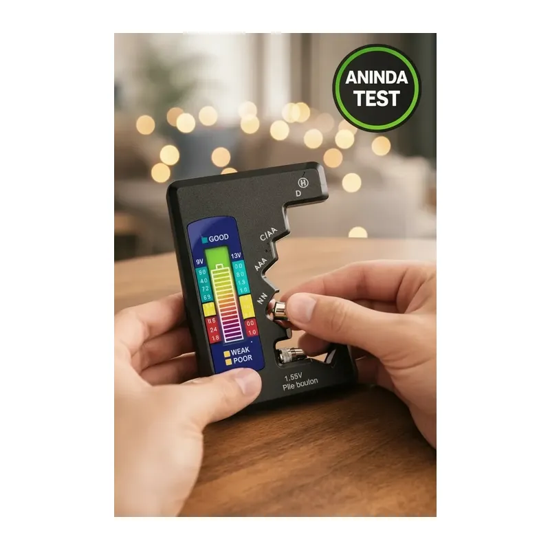 Evrensel Mini Pil Test Cihazı – Pil Doluluk Seviyesi Ölçer ve Pil Durum Kontrol Aparatı