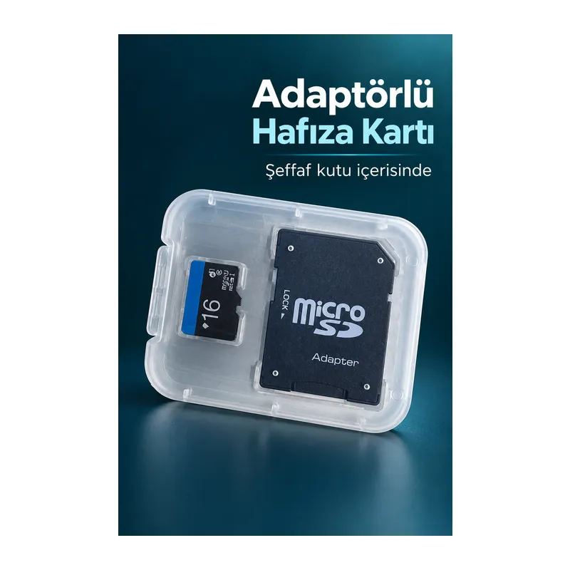 Adaptörlü 16 GB Hafıza Kartı Şeffaf Kutu İçinde
