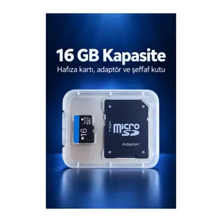 16 GB MicroSD Hafıza Kartı Adaptör ve Şeffaf Kutulu