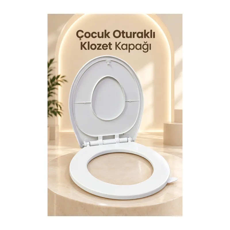 Çocuk Oturağı Entegre Beyaz Aile Klozet Kapağı