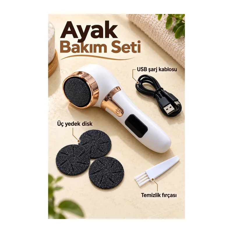 Tek Düğmeyle Hız Ayarlı Şarjlı Ayak Törpüsü