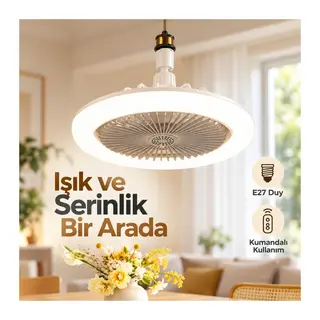 Kumandalı E27 LED Avize ve Tavan Vantilatörü