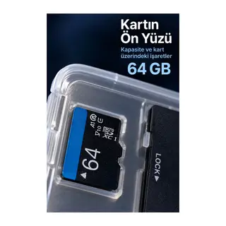 64 GB Bellek Kartı SD Adaptör ve Saklama Kutusu