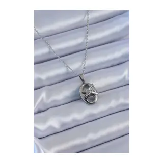 316L Çelik Gümüş Renk Zirkon Taşlı Kadın Kolye