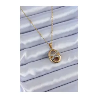 316L Çelik Gold Renk Zirkon Taşlı Kadın Kolye