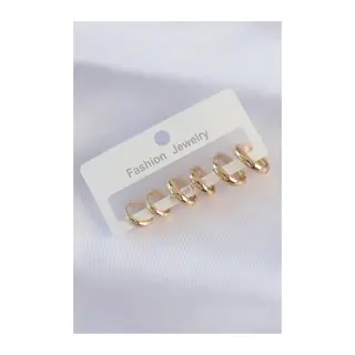 Pirinç Gold Renk Oval Bombeli Küpe Seti