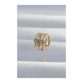 Pirinç Gold Renk Yonca Earcuff Küpe