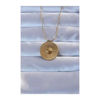 316L Çelik Gold Renk İşlemeli Göz Kolye