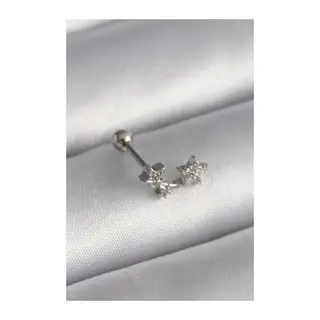 316L Çelik Gümüş Renk Zirkon Taşlı Yıldız Tragus Piercing