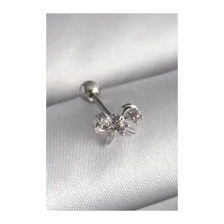 316L Çelik Gümüş Renk Zirkon Taşlı Kurdele Tragus Piercing