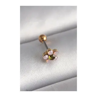 316L Çelik Gold Renk Zirkon Taşlı Çiçek Tragus Piercing