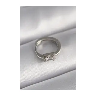 316L Çelik Gümüş Renk Kare Zirkon Taşlı Tragus Piercing