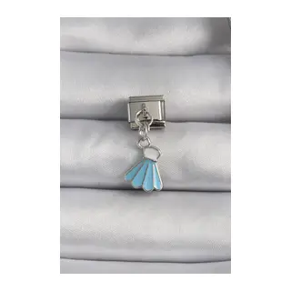 316L Çelik Gümüş Renk Mavi Renk Sallantı Elbise Model Nomination Charm