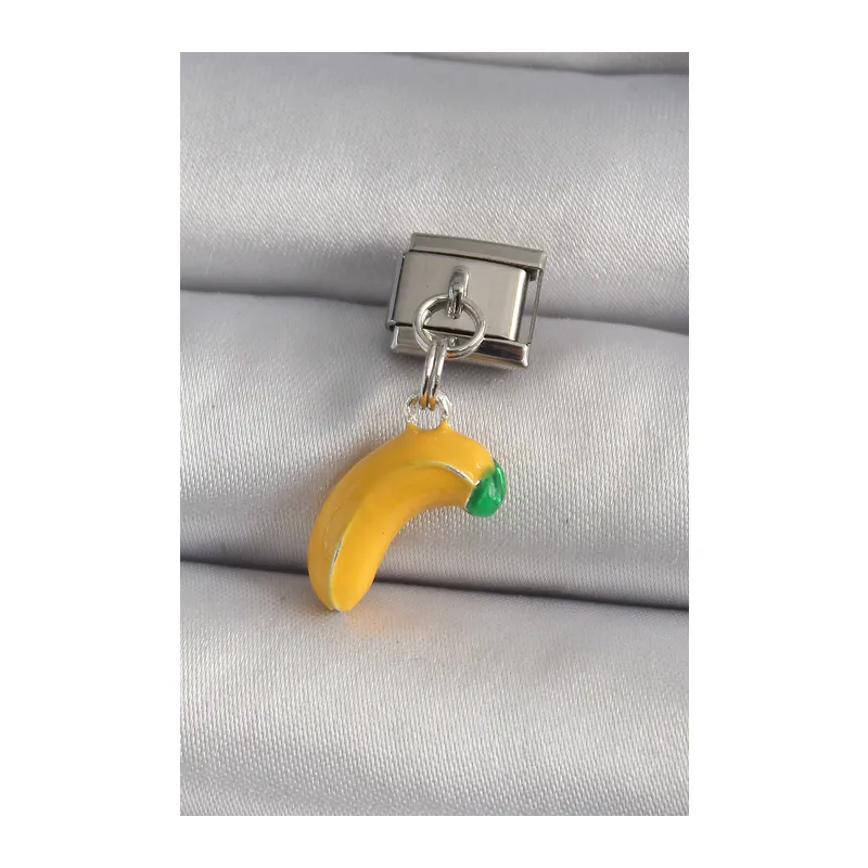 316L Çelik Gümüş Renk Sallantı Muz Model Nomination Charm