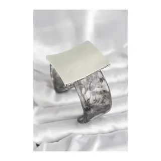 Siyah Mermer Desen Akrilik Plastik Gümüş Kare Plaka Model Vintage Kadın Bilezik