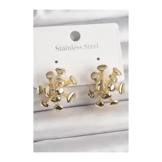 Pirinç Gold Renk Virüs Figür Model Kadın Küpe