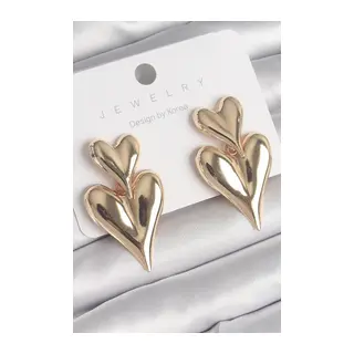 Pirinç Gold Renk Sallantı Kalp Model Kadın Küpe