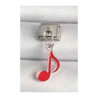 316L Çelik Gümüş Renk Kırmızı Müzik Nota Model Nomination Charm