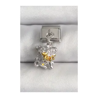 316L Çelik Gümüş Renk Sallantı Aslan Model Nomination Charm