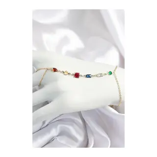 Pirinç Renkli Zirkon Taşlı Y Model Gold Renk Kadın Şahmeran