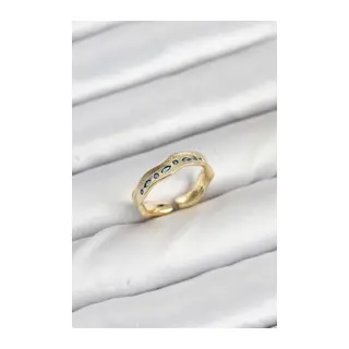 Pirinç Gold Renk Zirkon Taşlı Vintage Kadın Yüzük