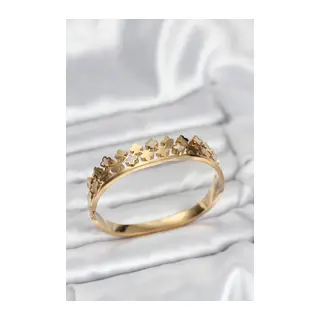 316L Çelik Gold Renk Minimal Yoncalı Kadın Kelepçe Bileklik