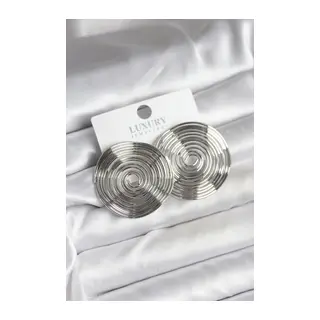 Pirinç Gümüş Renk Circle Model Kadın Küpe