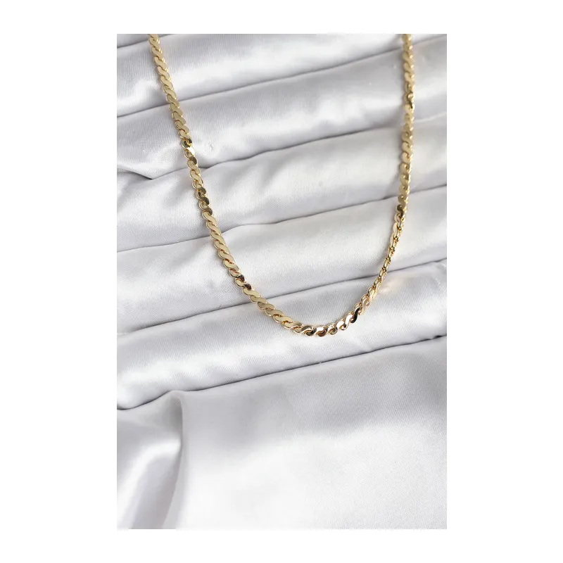 14K Gold Renk Kaplama Ezme Yılan Zincir Model CM Kadın Kolye