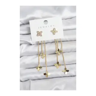 Lotus Model Gold Renk Pirinç Sallantılı Kadın Küpe