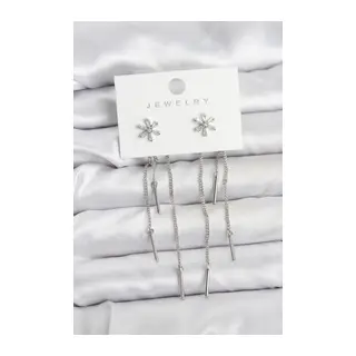 Çiçek Model Gümüş Pirinç Sallantılı Kadın Küpe