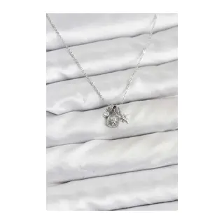 Pirinç Gümüş Renk Minimal Charmlı Kadın Kolye