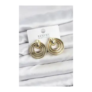 Gold Renk Pirinç Vintage Kadın Küpe
