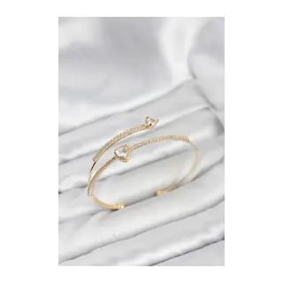 Kalp Model Pirinç Gold Renk Kadın Bileklik