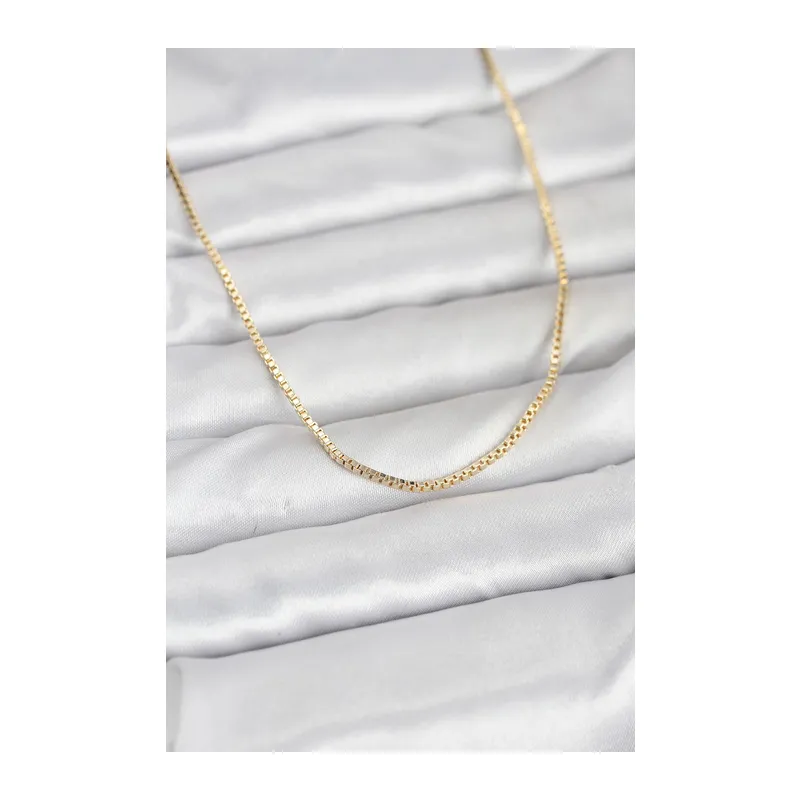 CM 14K Gold Renk Kare Zincirli Model 60 cm Kadın Kolye