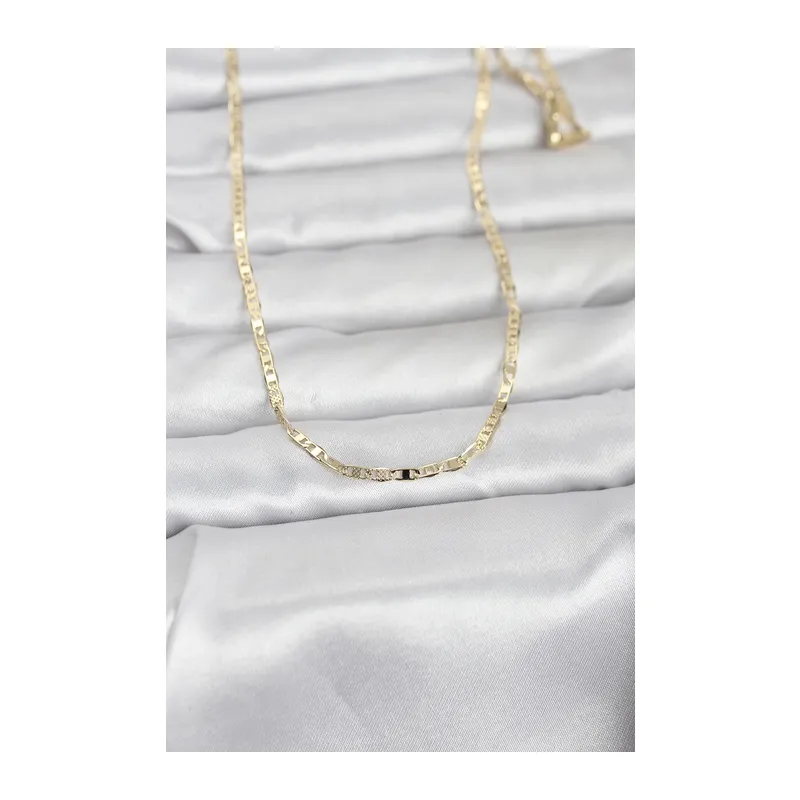 CM 14K Gold Renk Lazerli Yassı Model Zincirli 60 cm Kadın Kolye