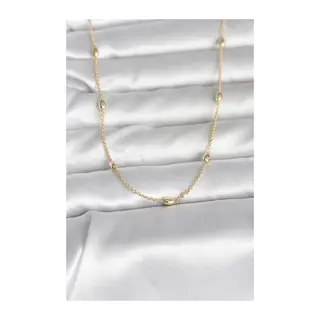 CM 14K Gold Renk Damla Topçuk Model Zincirli 60 cm Kadın Kolye