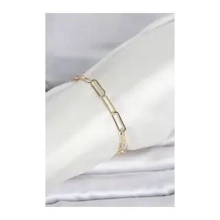 CM 14K Gold Renk Kalın Ataç Zincir Model Kadın Bileklik
