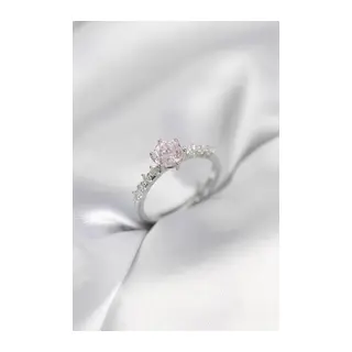 Gümüş Renk Pembe Tek Taş Model Zirkon Taşlı Kadın Yüzük