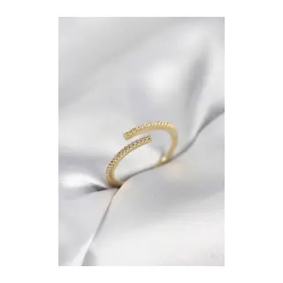 Gold Renk Zirkon Taşlı Yılan Tarz Kadın Yüzük