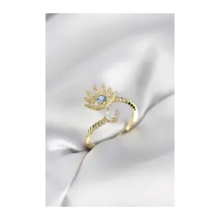 Gold Renk Göz Model Zirkon Taşlı Kadın Yüzük