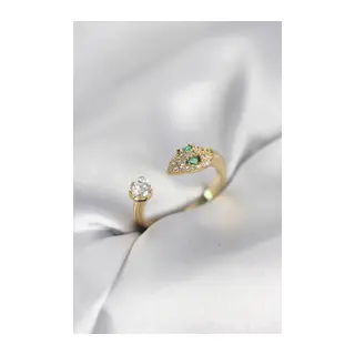 Yılan Model Zirkon Taşlı Gold Renk Kadın Yüzük