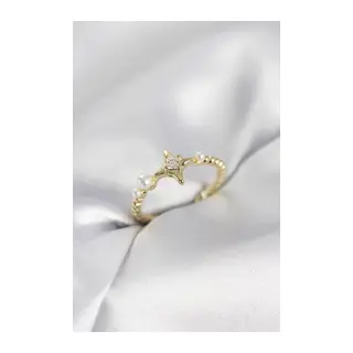 Minimal Kutup Yıldızı Model Zirkon Taşlı Gold Renk Kadın Yüzük