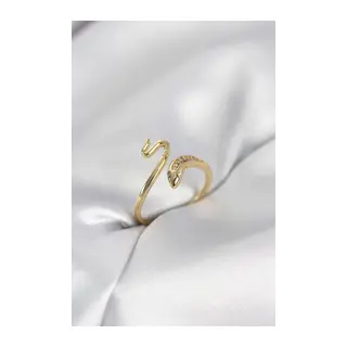 Gold Renk Yılan Model Zirkon Taşlı Kadın Yüzük