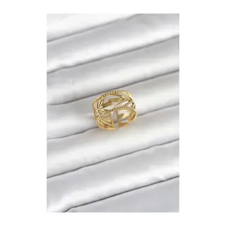 316L Çelik Gold Renk Başak Model Kadın Yüzük