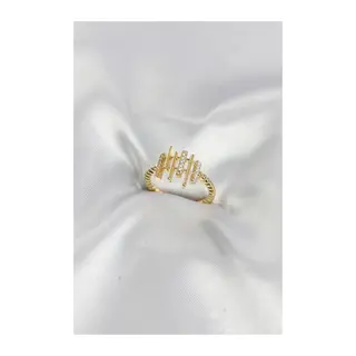 Gold Renk Zirkon Taşlı Sütun Model Kadın Yüzük