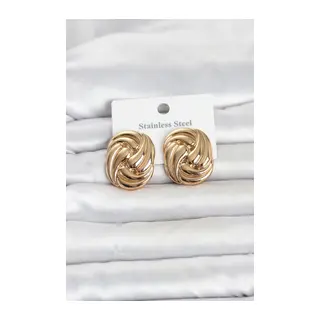 316L Çelik Gold Renk Motif Desen Model Kadın Küpe