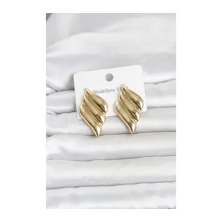 316L Çelik Gold Renk Motif Model Kadın Küpe
